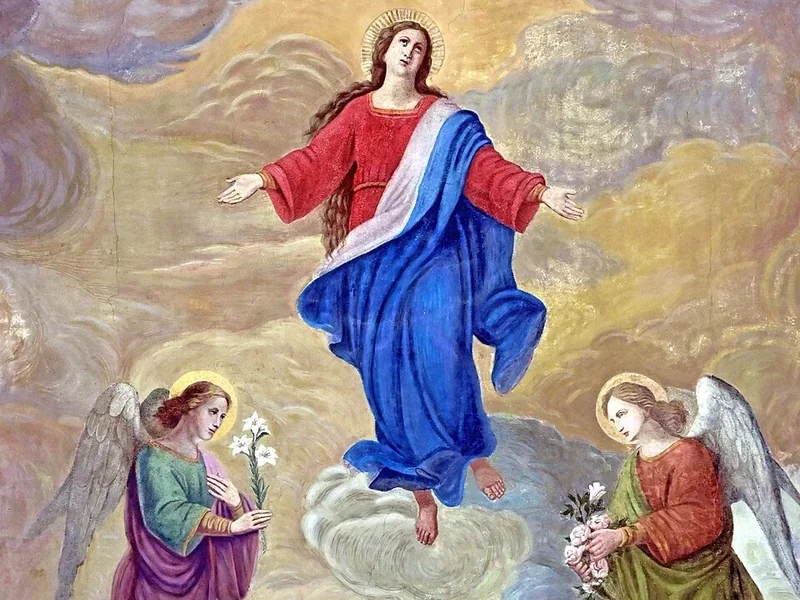 1823-Karl Keller - Chiesa di San Michele (Pfronten), affresco della navata raffigurante l'Assunzione di Maria